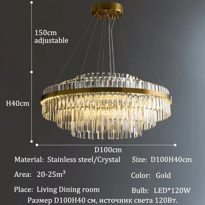 Luxury LED Crystal Chandelier for Home Decor - D100cm A / warm light 3000k - Chandelier