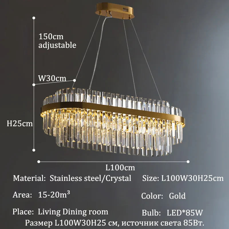 Luxury LED Crystal Chandelier for Home Decor - L100cm A / RC Dimmable - Chandelier