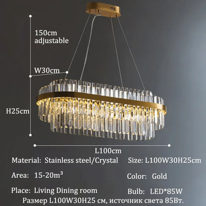 Luxury LED Crystal Chandelier for Home Decor - L100cm A / RC Dimmable - Chandelier