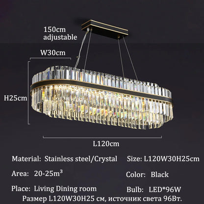 Luxury LED Crystal Chandelier for Home Decor - L120cm B / 3 lights changeable - Chandelier