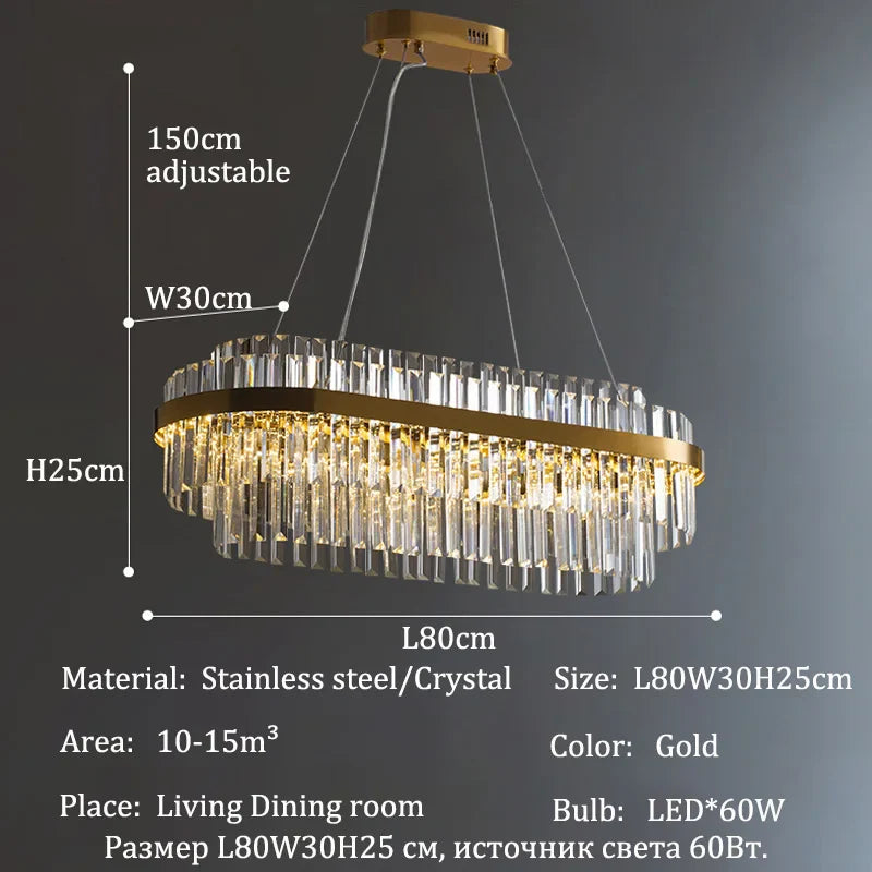 Luxury LED Crystal Chandelier for Home Decor - L80cm A / 3 lights changeable - Chandelier