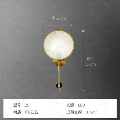 Luxury gold wall lamp with marble copper stone diffuser and led light source by decorbites ideal for bedroom decor
