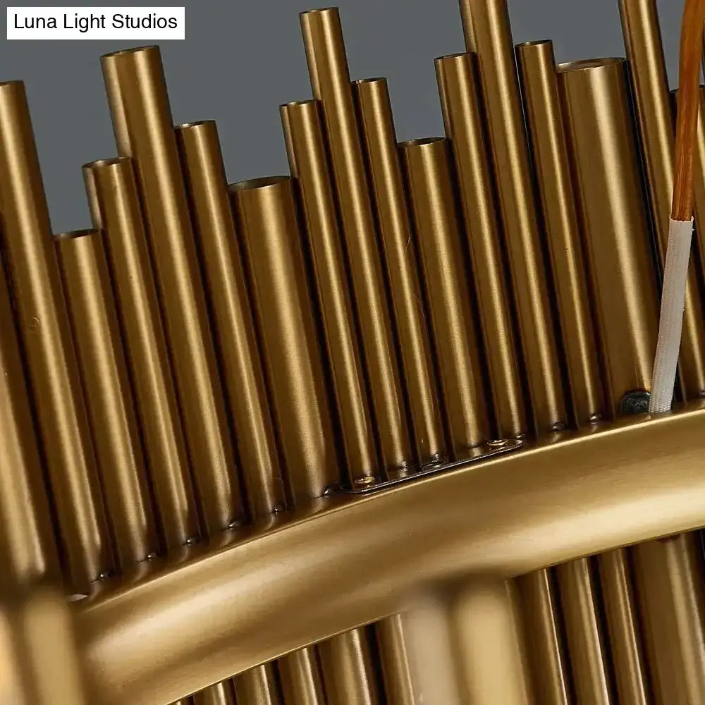 Decorbites maddison luxury modern round gold chandelier featuring golden brass cylindrical tubes in vertical design