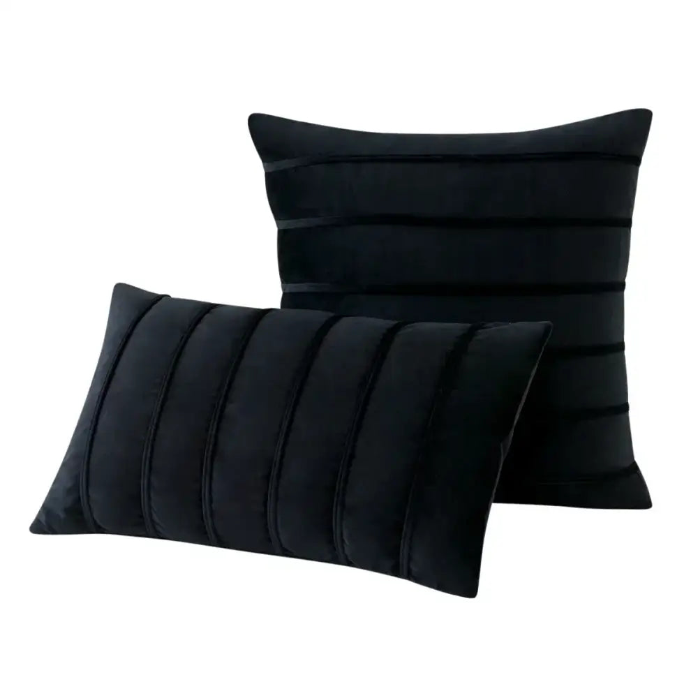 Black velvet throw pillow covers with vertical stitched stripes luxury decorbites blue velvet stripe cushion cases
