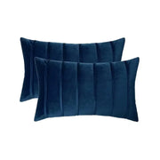 Deep navy blue velvet rectangular pillow covers with vertical pleats for decorbites blue velvet stripe living room cushion cases