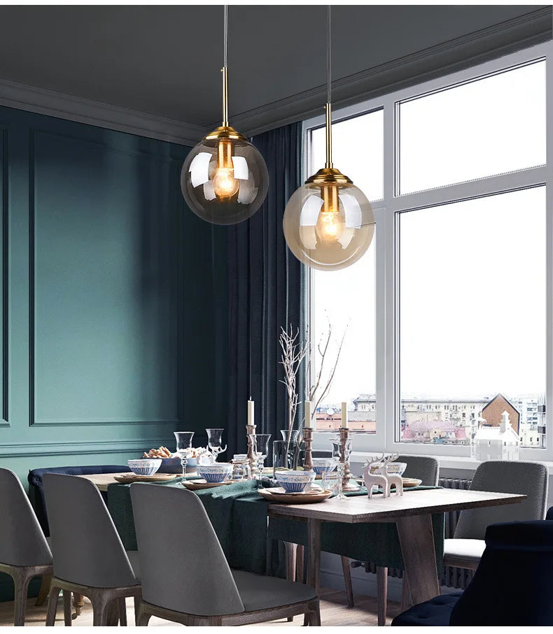 Luxury Nordic LED Chandelier with Glass Shades