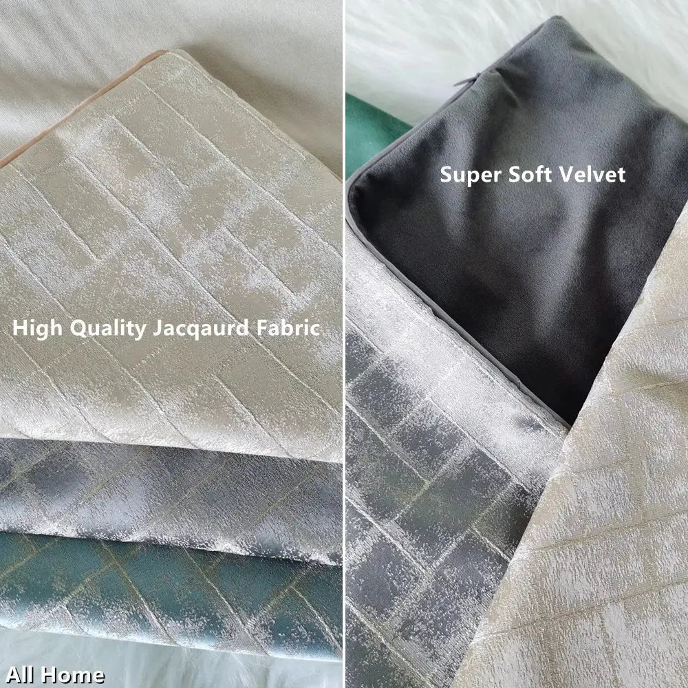 Luxury silver quilted jacquard cushion cover with super soft velvet lining for elegant bedroom decor