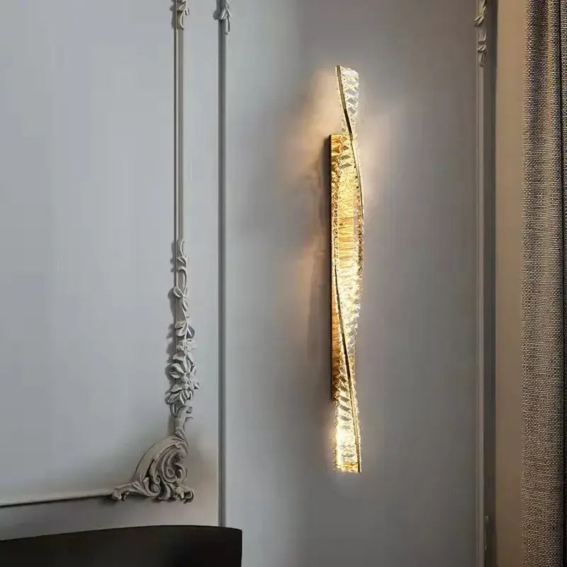 Golden textured crystal gold wall lamp with sleek modern design luxury decorbites crystal gold living room sconce