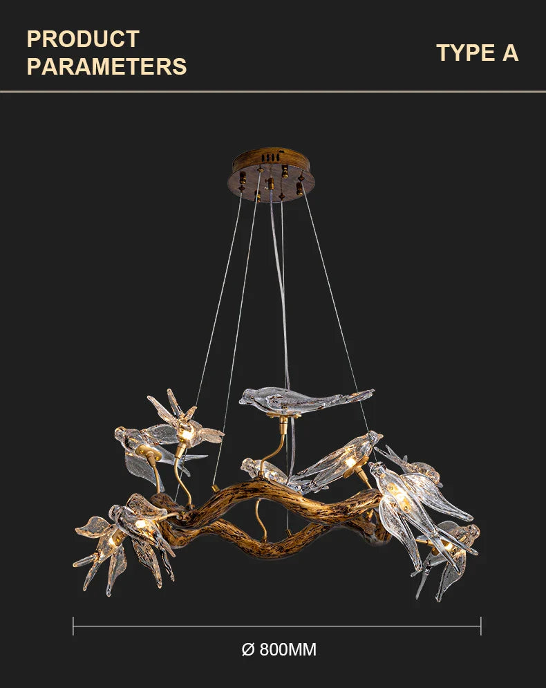 Luxury Vintage Glass Bird Chandelier - Chandelier