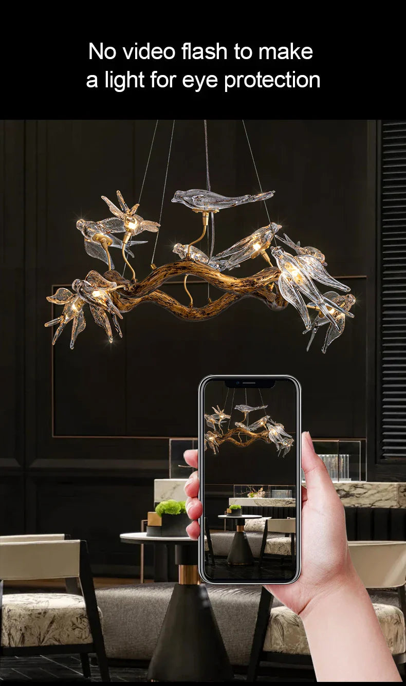 Luxury Vintage Glass Bird Chandelier - Chandelier
