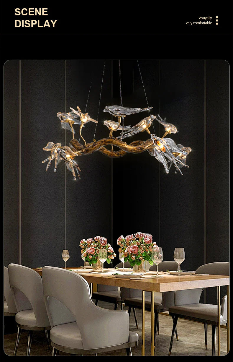 Luxury Vintage Glass Bird Chandelier - Chandelier