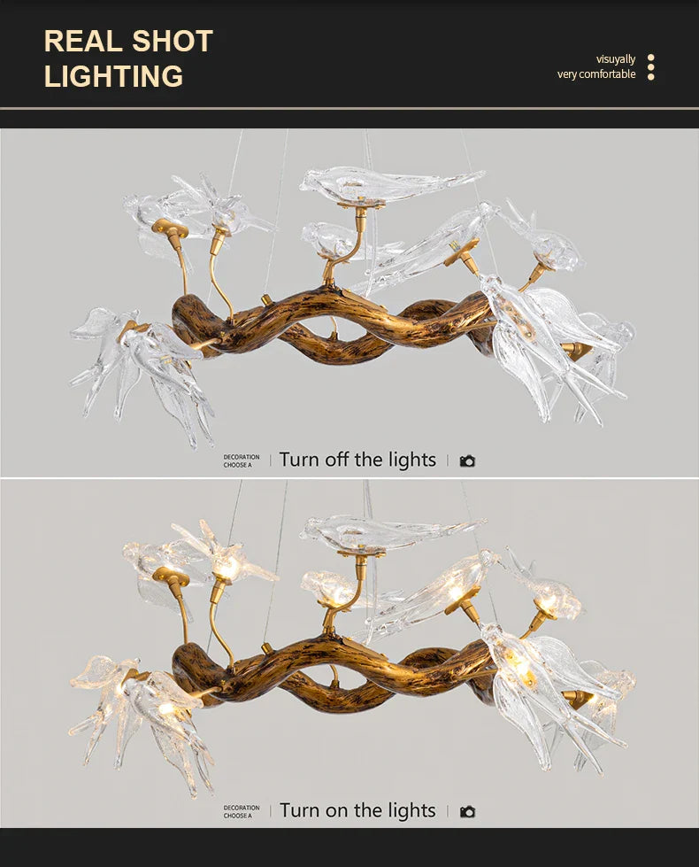 Luxury Vintage Glass Bird Chandelier - Chandelier