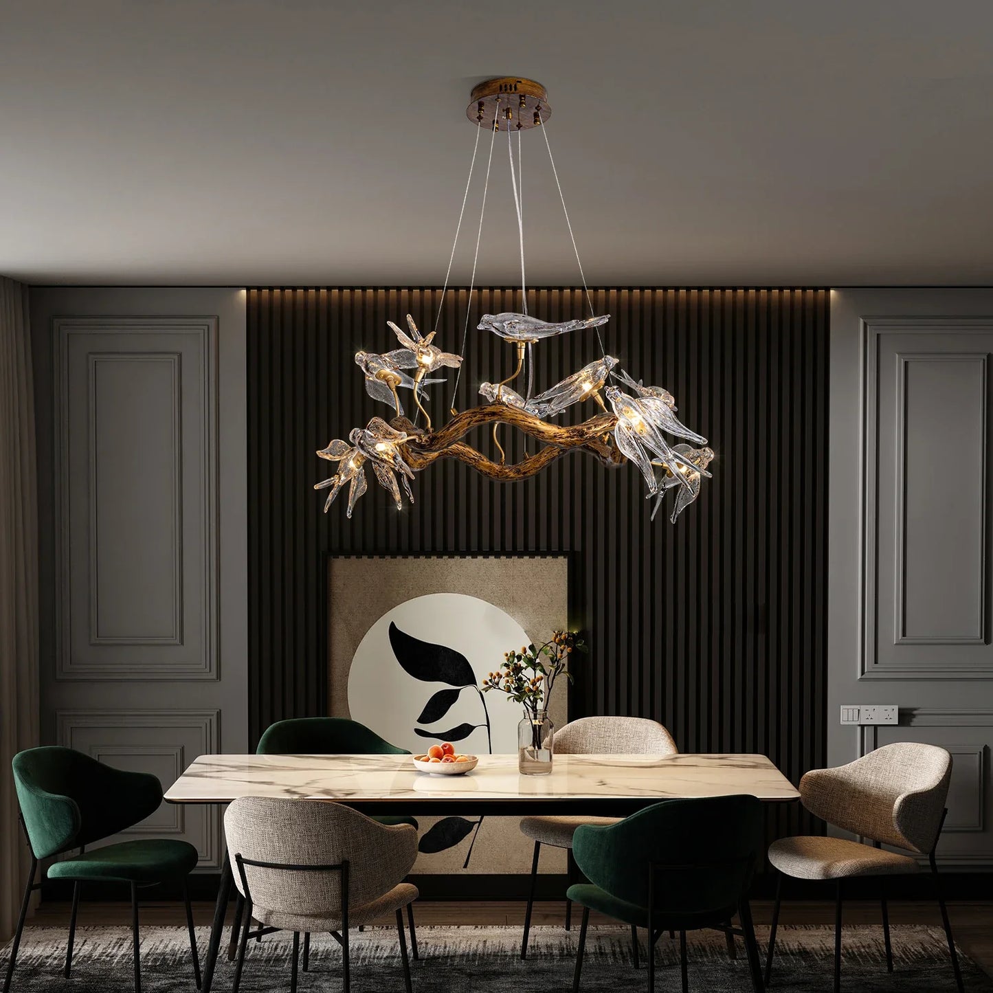Luxury Vintage Glass Bird Chandelier - Chandelier