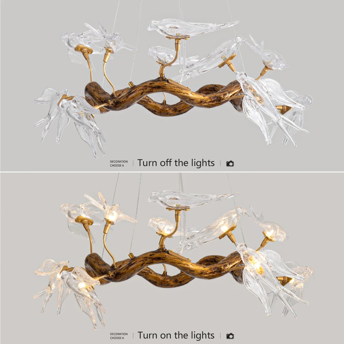 Luxury Vintage Glass Bird Chandelier - Chandelier