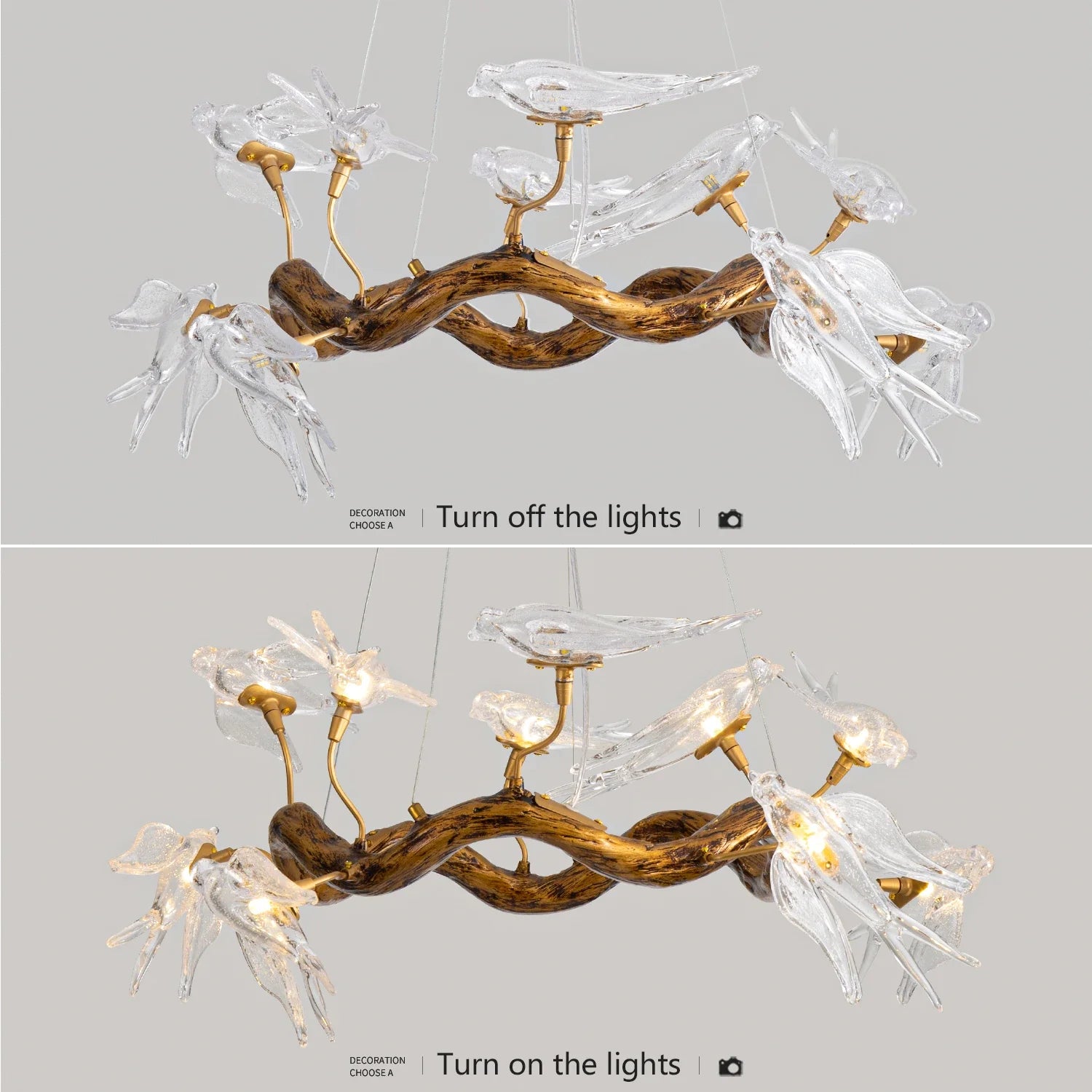 Luxury Vintage Glass Bird Chandelier - Chandelier