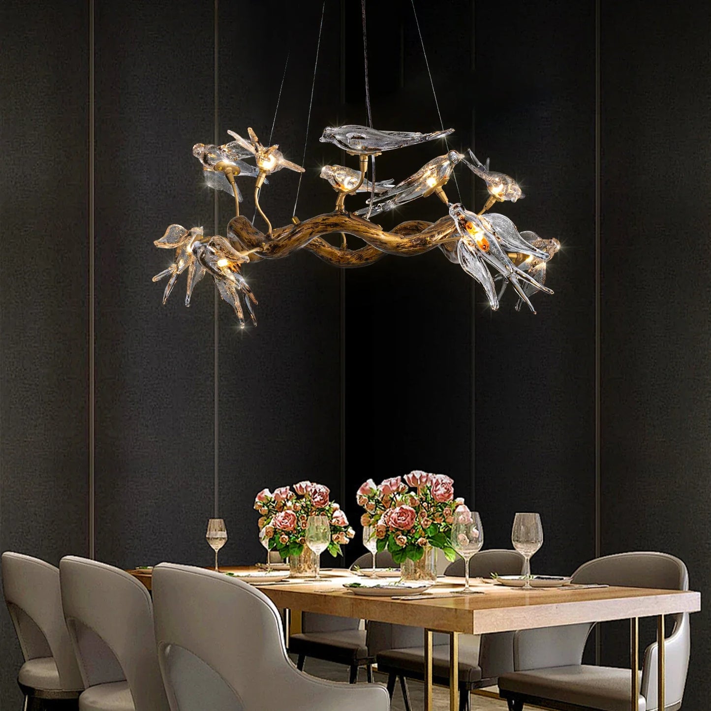 Luxury Vintage Glass Bird Chandelier - Chandelier