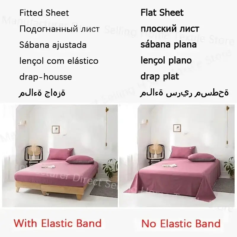 Pink fitted sheet with elastic band for snug fit in luxury white and silver decorbites embroidered cotton bedding set