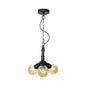 Maasym - Antiqued 2/3/4-Bulb Chandelier Antiqued Coffee House LED Ceiling Pendant Light with Sphere Amber Glass Shade in Black