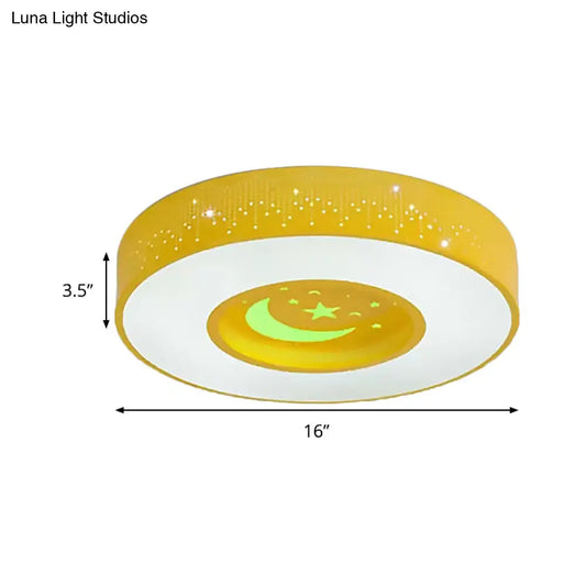 DecorBites™ DecorBites™ Macaron Acrylic LED Ceiling Lamp - Blue/Yellow/Green, 16"/19.5"/23.5" Round Flush Mount, Bedroom Lighting