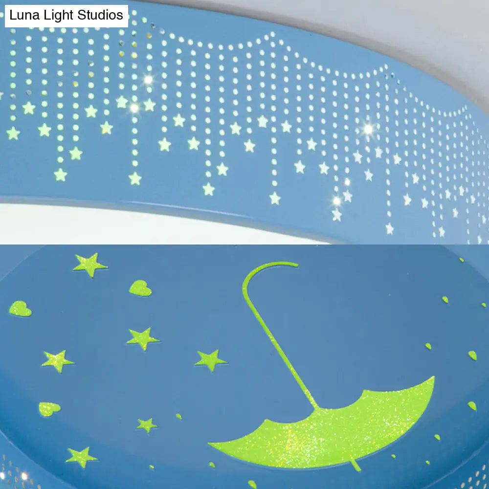 DecorBites™ DecorBites™ Macaron Acrylic LED Ceiling Lamp - Blue/Yellow/Green, 16"/19.5"/23.5" Round Flush Mount, Bedroom Lighting