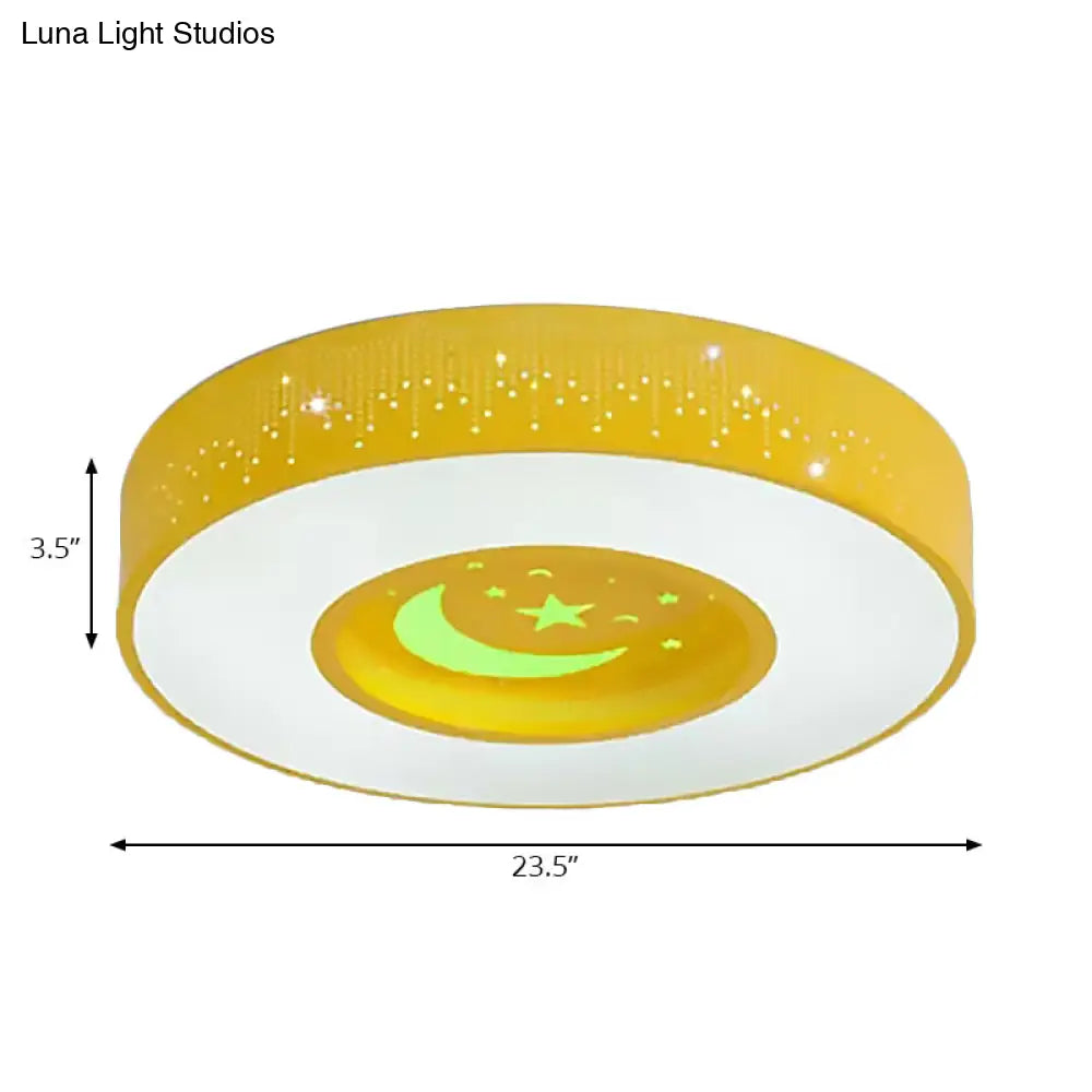 DecorBites™ DecorBites™ Macaron Acrylic LED Ceiling Lamp - Blue/Yellow/Green, 16"/19.5"/23.5" Round Flush Mount, Bedroom Lighting