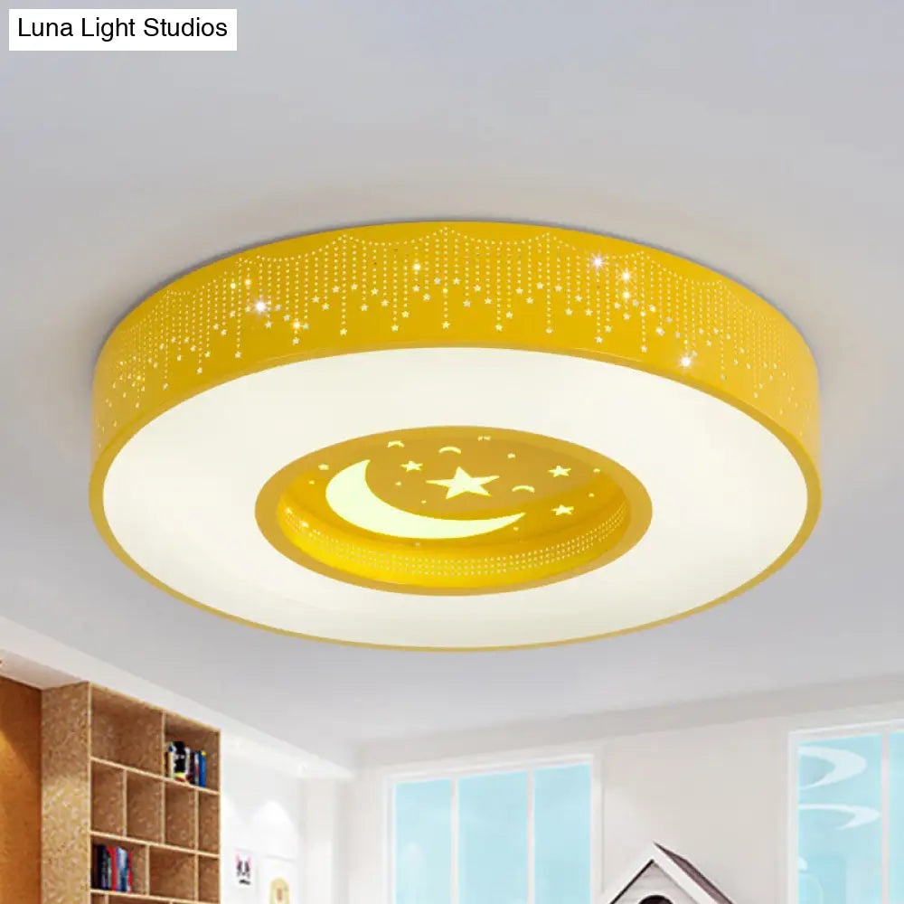 DecorBites™ DecorBites™ Macaron Acrylic LED Ceiling Lamp - Blue/Yellow/Green, 16"/19.5"/23.5" Round Flush Mount, Bedroom Lighting