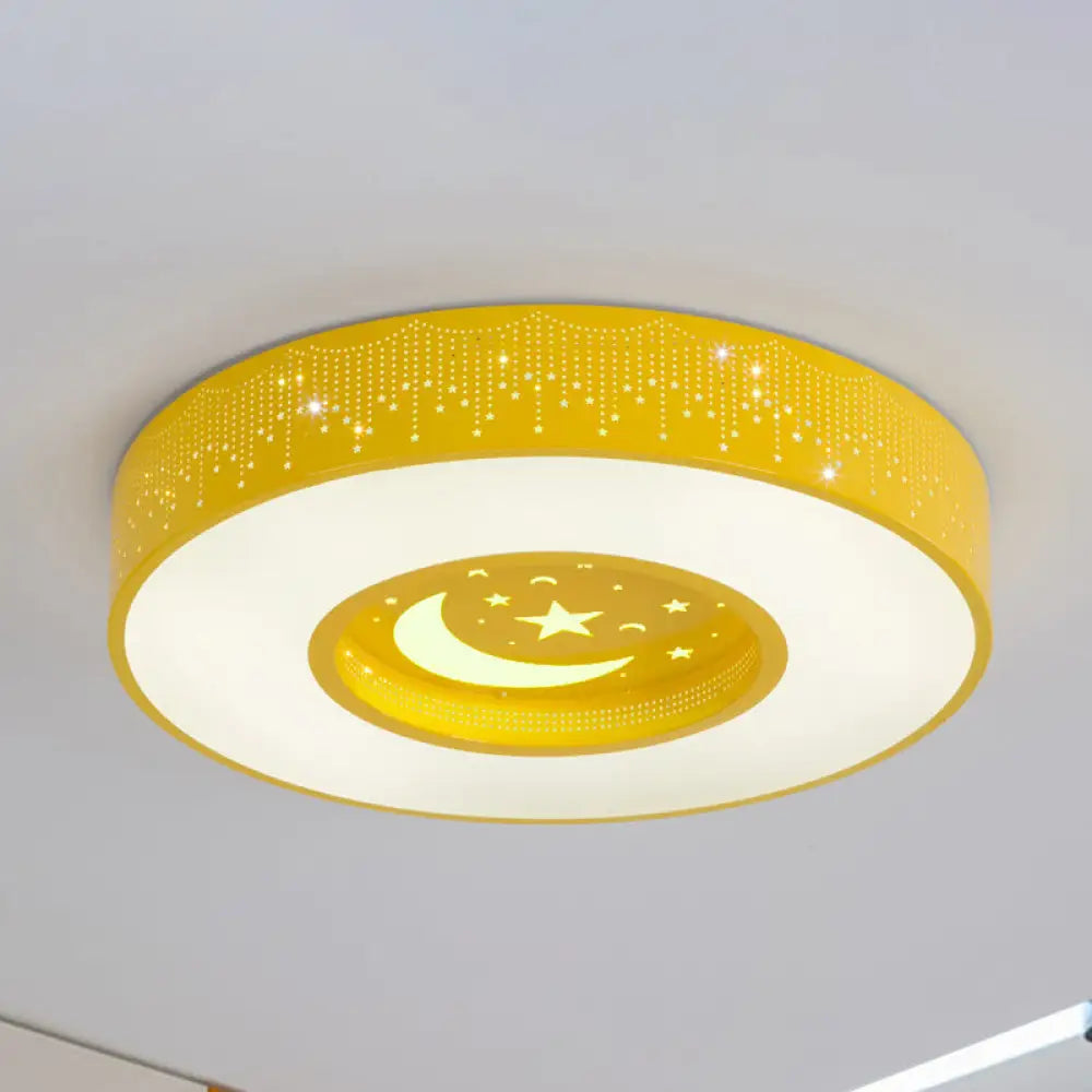 DecorBites™ DecorBites™ Macaron Acrylic LED Ceiling Lamp - Blue/Yellow/Green, 16"/19.5"/23.5" Round Flush Mount, Bedroom Lighting