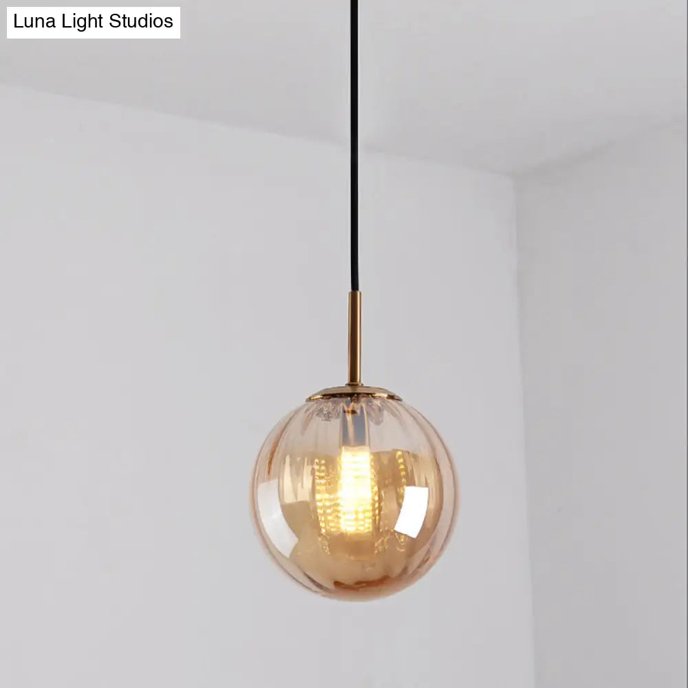 Lámpara colgante de techo con forma de burbuja de cristal color ámbar, verde y rojo (modelo Macaron) - 1 cabezal, ideal para dormitorios