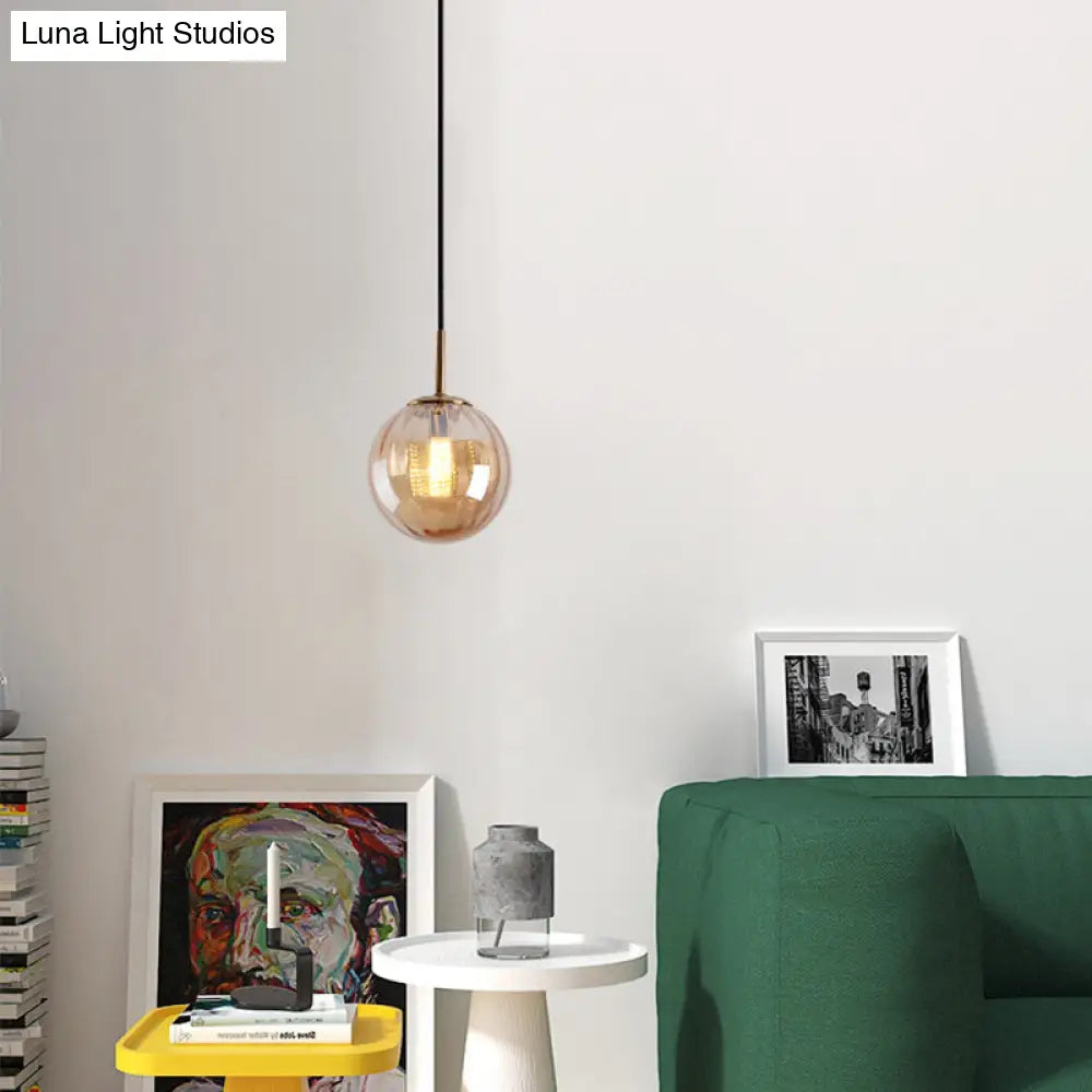 Lámpara colgante de techo con forma de burbuja de cristal color ámbar, verde y rojo (modelo Macaron) - 1 cabezal, ideal para dormitorios