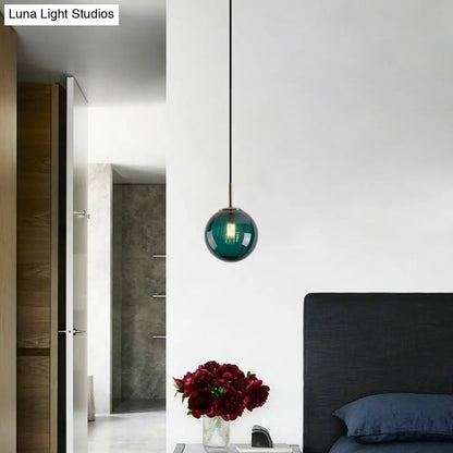 Lámpara colgante de techo con forma de burbuja de cristal color ámbar, verde y rojo (modelo Macaron) - 1 cabezal, ideal para dormitorios