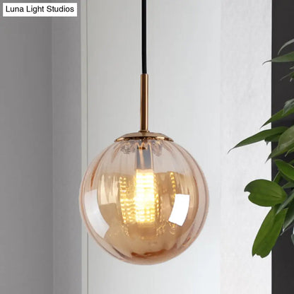 Lámpara colgante de techo con forma de burbuja de cristal color ámbar, verde y rojo (modelo Macaron) - 1 cabezal, ideal para dormitorios