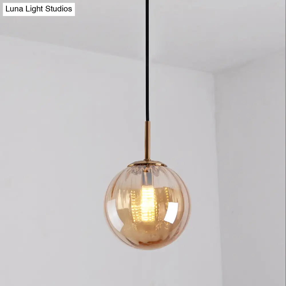 Lámpara colgante de techo con forma de burbuja de cristal color ámbar, verde y rojo (modelo Macaron) - 1 cabezal, ideal para dormitorios