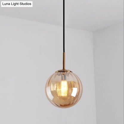 Lámpara colgante de techo con forma de burbuja de cristal color ámbar, verde y rojo (modelo Macaron) - 1 cabezal, ideal para dormitorios