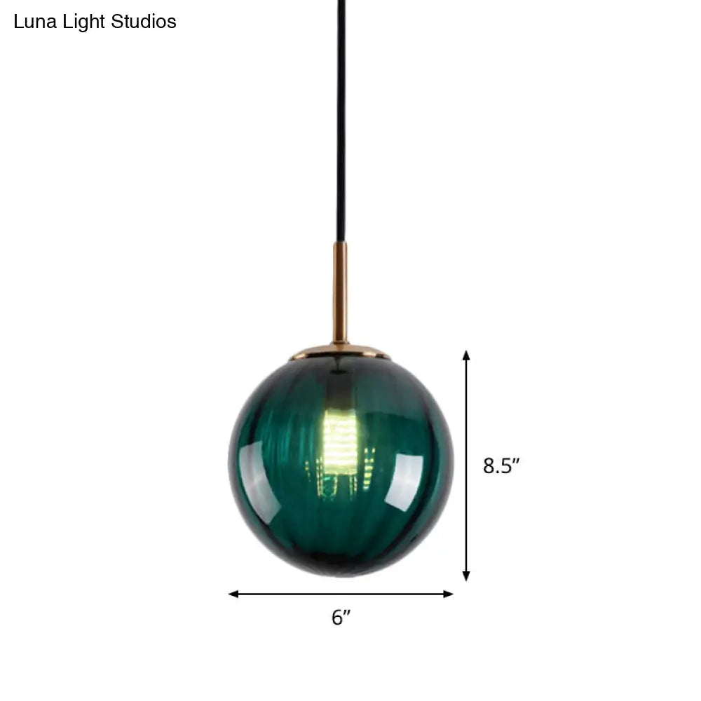 Lámpara colgante de techo con forma de burbuja de cristal color ámbar, verde y rojo (modelo Macaron) - 1 cabezal, ideal para dormitorios