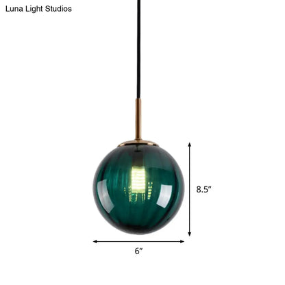 Lámpara colgante de techo con forma de burbuja de cristal color ámbar, verde y rojo (modelo Macaron) - 1 cabezal, ideal para dormitorios