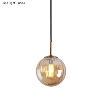 Lámpara colgante de techo con forma de burbuja de cristal color ámbar, verde y rojo (modelo Macaron) - 1 cabezal, ideal para dormitorios