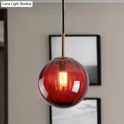 Lámpara colgante de techo con forma de burbuja de cristal color ámbar, verde y rojo (modelo Macaron) - 1 cabezal, ideal para dormitorios