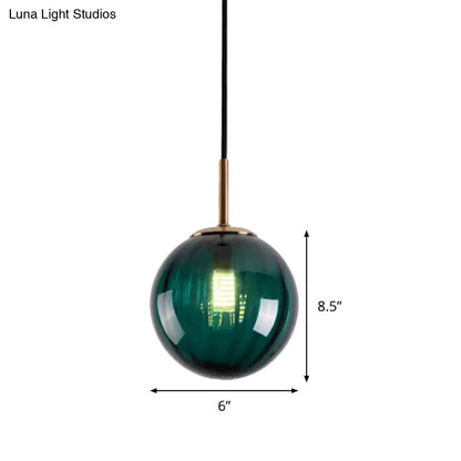 Lámpara colgante de techo con forma de burbuja de cristal color ámbar, verde y rojo (modelo Macaron) - 1 cabezal, ideal para dormitorios