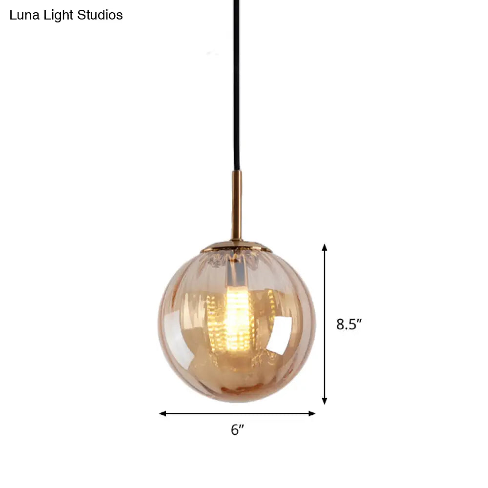 Lámpara colgante de techo con forma de burbuja de cristal color ámbar, verde y rojo (modelo Macaron) - 1 cabezal, ideal para dormitorios