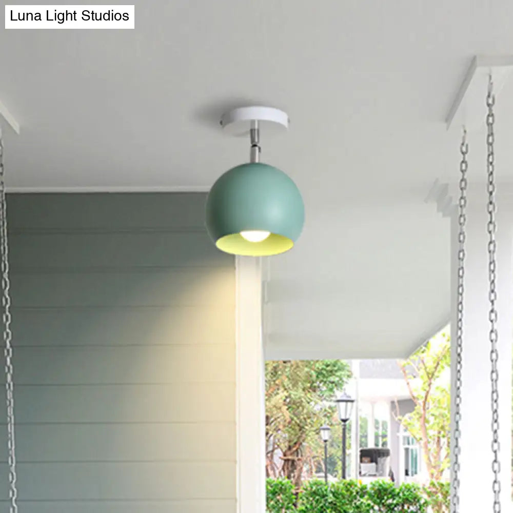 DecorBites™ DecorBites™ Macaron Blue/Pink Ceiling Lamp: 1-Light Semi-Flush Mount with Rotatable Balcony Design - Metallic Shade