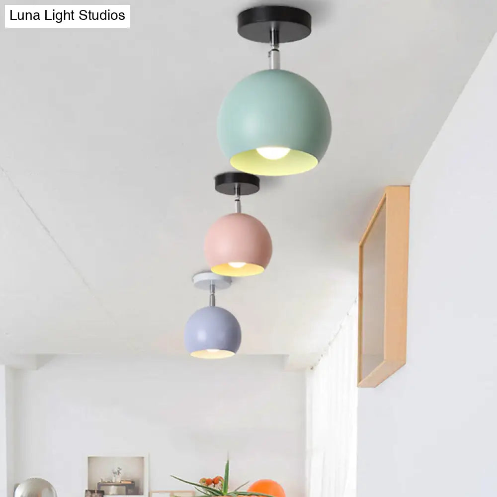 DecorBites™ DecorBites™ Macaron Blue/Pink Ceiling Lamp: 1-Light Semi-Flush Mount with Rotatable Balcony Design - Metallic Shade