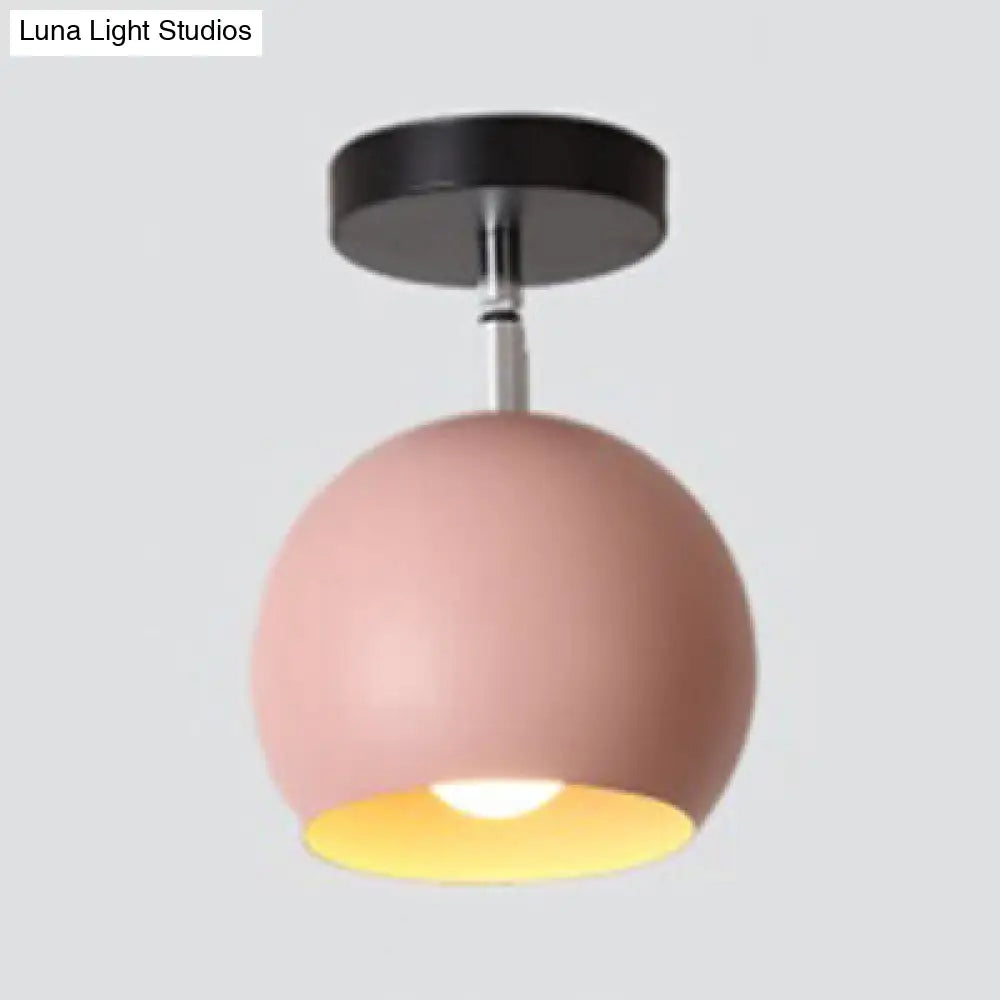 DecorBites™ DecorBites™ Macaron Blue/Pink Ceiling Lamp: 1-Light Semi-Flush Mount with Rotatable Balcony Design - Metallic Shade