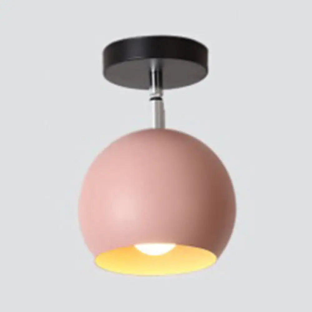 DecorBites™ DecorBites™ Macaron Blue/Pink Ceiling Lamp: 1-Light Semi-Flush Mount with Rotatable Balcony Design - Metallic Shade