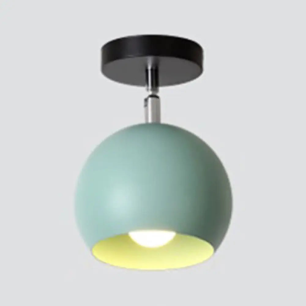 DecorBites™ DecorBites™ Macaron Blue/Pink Ceiling Lamp: 1-Light Semi-Flush Mount with Rotatable Balcony Design - Metallic Shade
