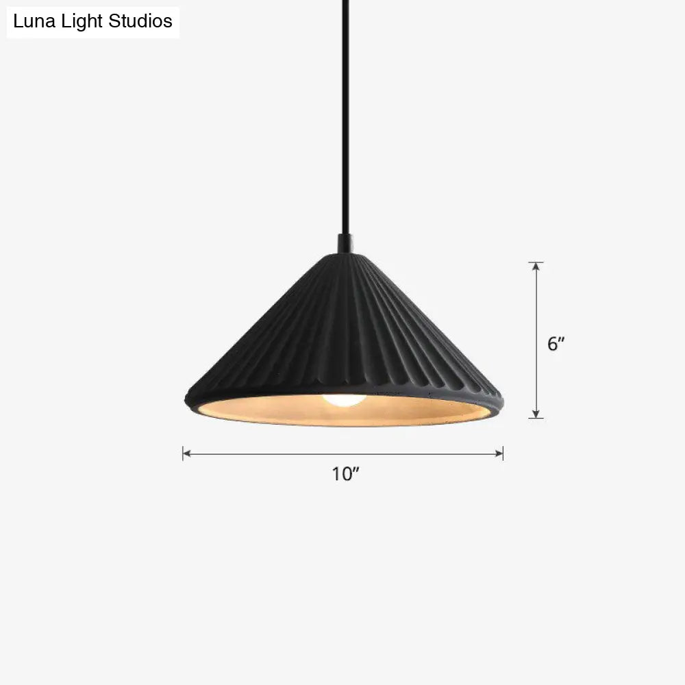 Macaron Cement Conical Pendant Ceiling Light - Single Suspension Fixture for Living Room