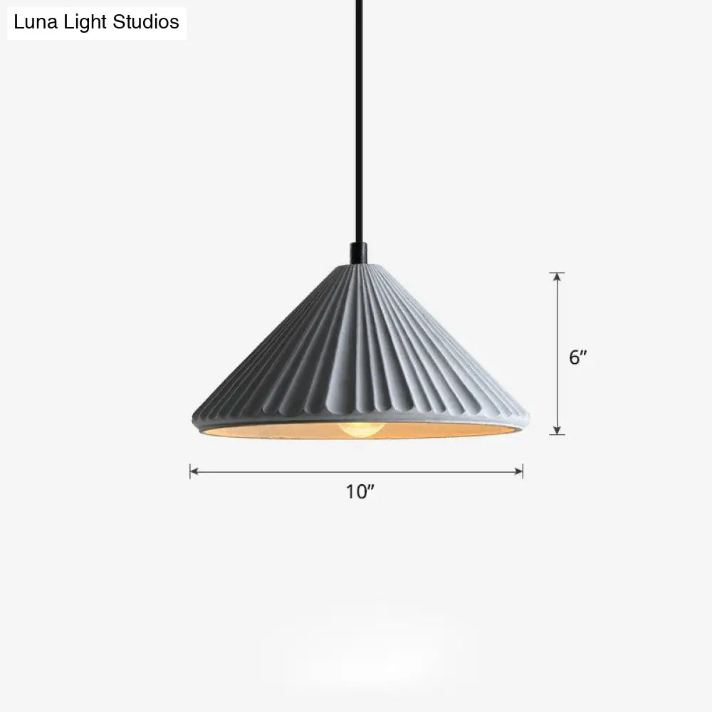 Macaron Cement Conical Pendant Ceiling Light - Single Suspension Fixture for Living Room