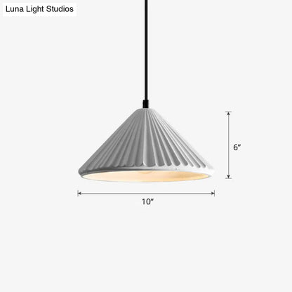 Macaron Cement Conical Pendant Ceiling Light - Single Suspension Fixture for Living Room