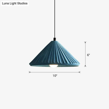 Macaron Cement Conical Pendant Ceiling Light - Single Suspension Fixture for Living Room