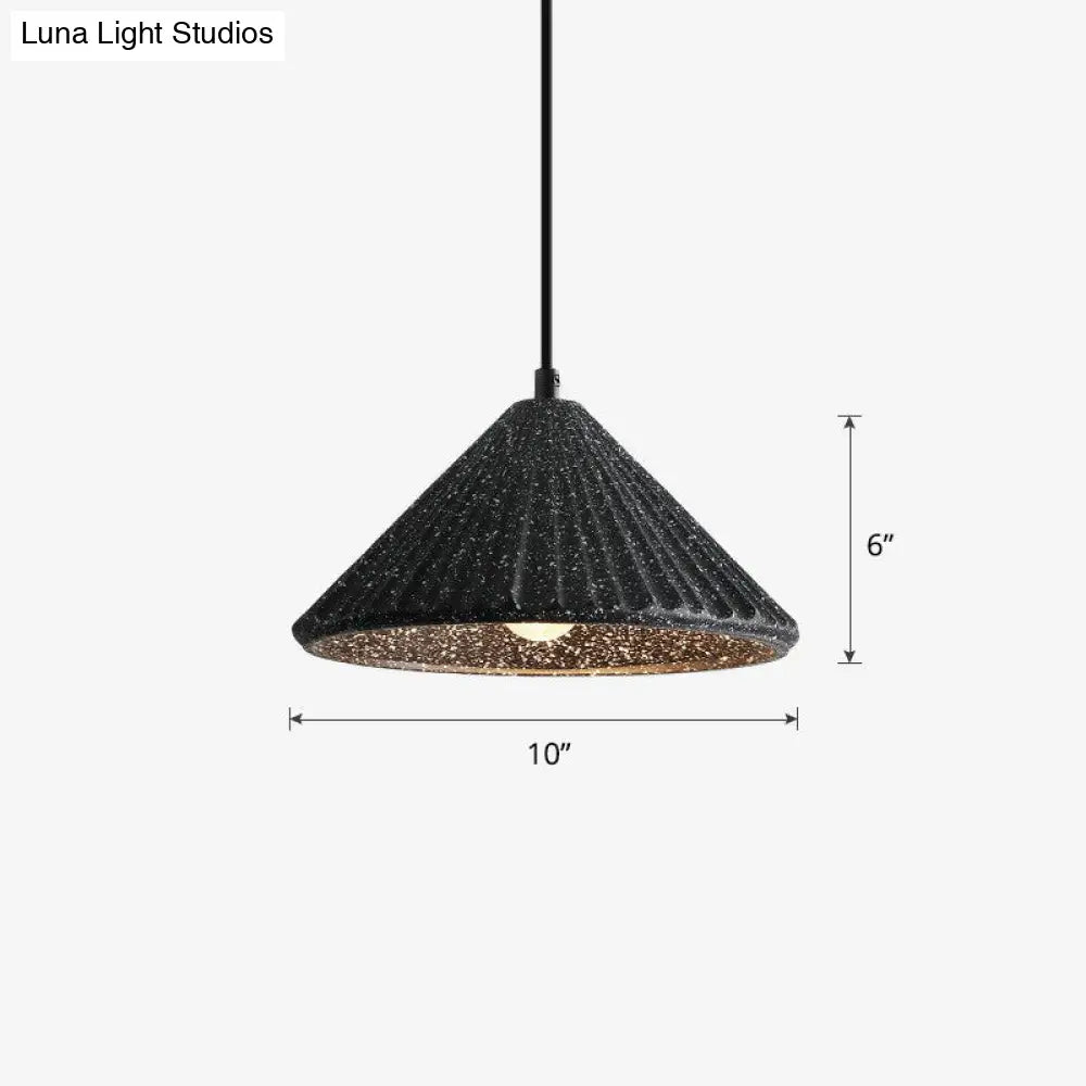 Macaron Cement Conical Pendant Ceiling Light - Single Suspension Fixture for Living Room