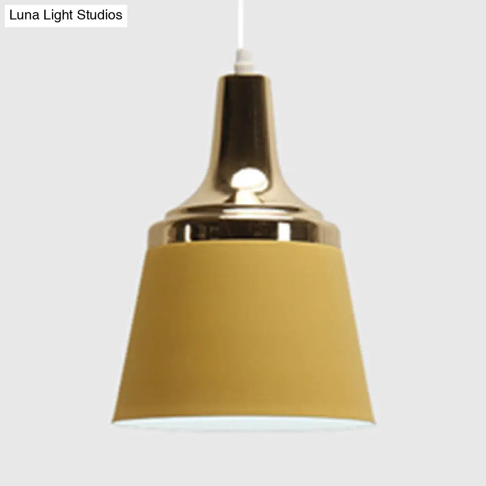 Macaron Colored Pendant Light: Nordic Single Head, Cloth Shop Bucket Suspension Design